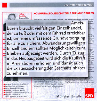 2004 trat die spd amelsb&uuml;ren noch f&uuml;r einen zweiten supermarkt in an.